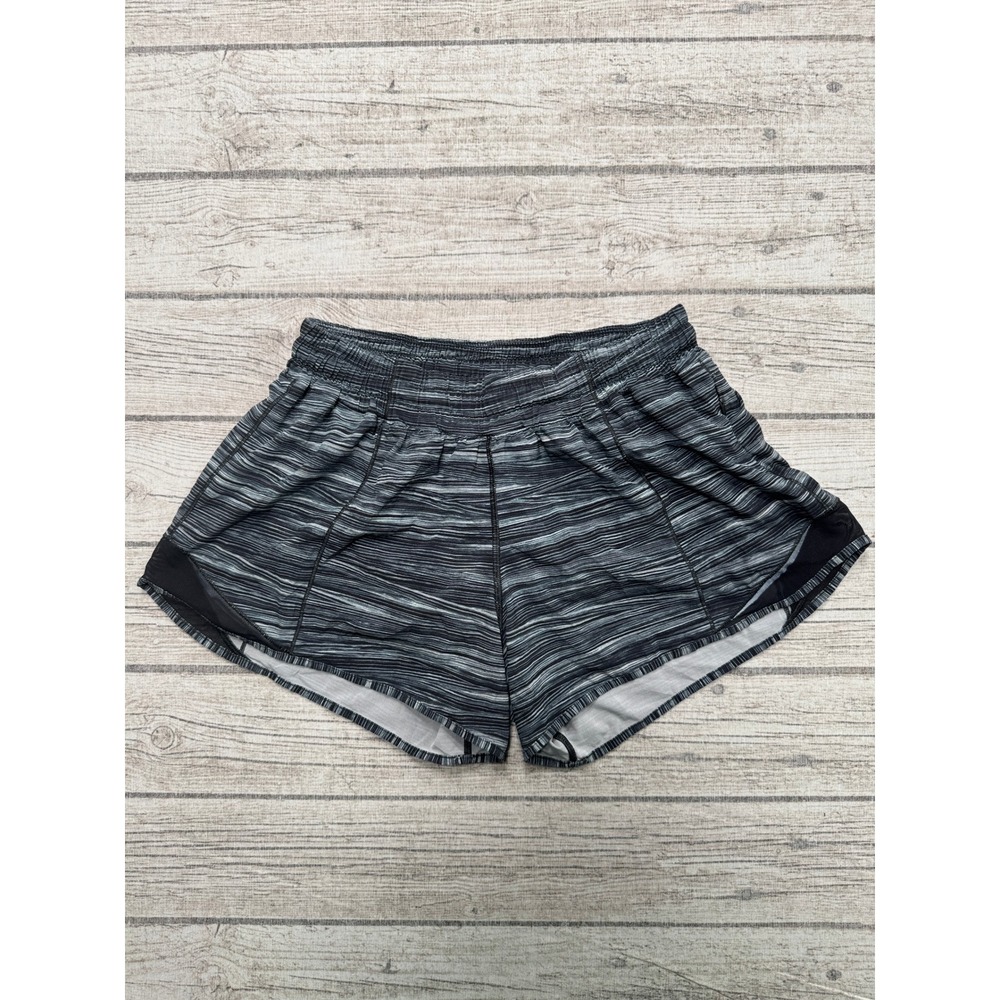 Lululemon Shorts Women's 8 Tall Black White Hotty Hot Space Dye Athletic Running